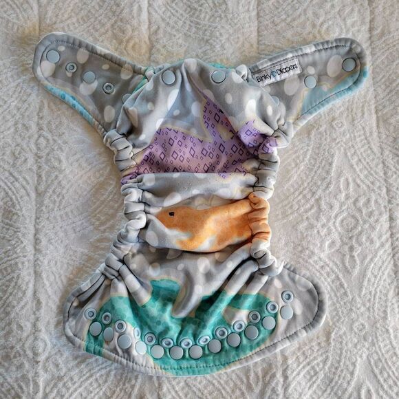 Binky D Diapers Hybrid Fitted Cloth Diaper Dinosaur Print - Picture 1 of 7